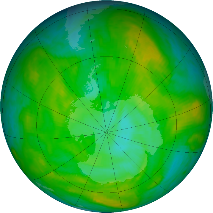 Antarctic ozone map for 06 January 1979